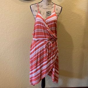 annora faux wrap knit dress 41 Hawthorn Women's Annora Faux Wrap Knit Dress Size S Multicolor Striped  Jersey